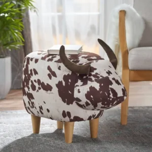 Cozy Cow Ottoman Adorable Velvet Foot Stool for Any Space