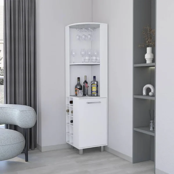 Leah’s White Corner Bar with Wine Rack