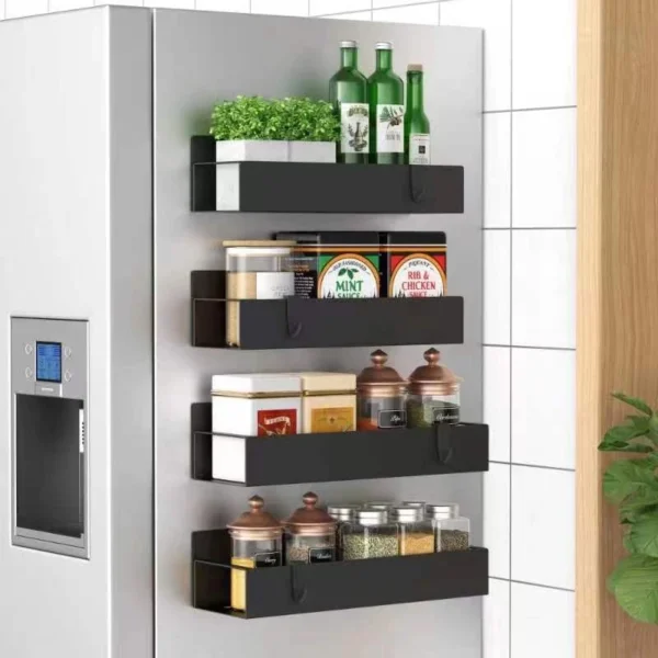4 Pack Magnetic Spice Storage Rack Organizer for Refrigerator