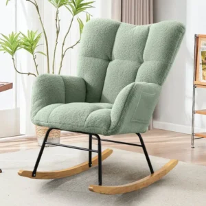 Cozy Teddy Rocker - Modern Accent Chair in Light Green