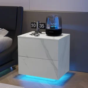 Shining White Nightstands with Drawers