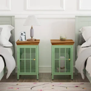 Charming Duo Solid Wood Nightstands with Storage